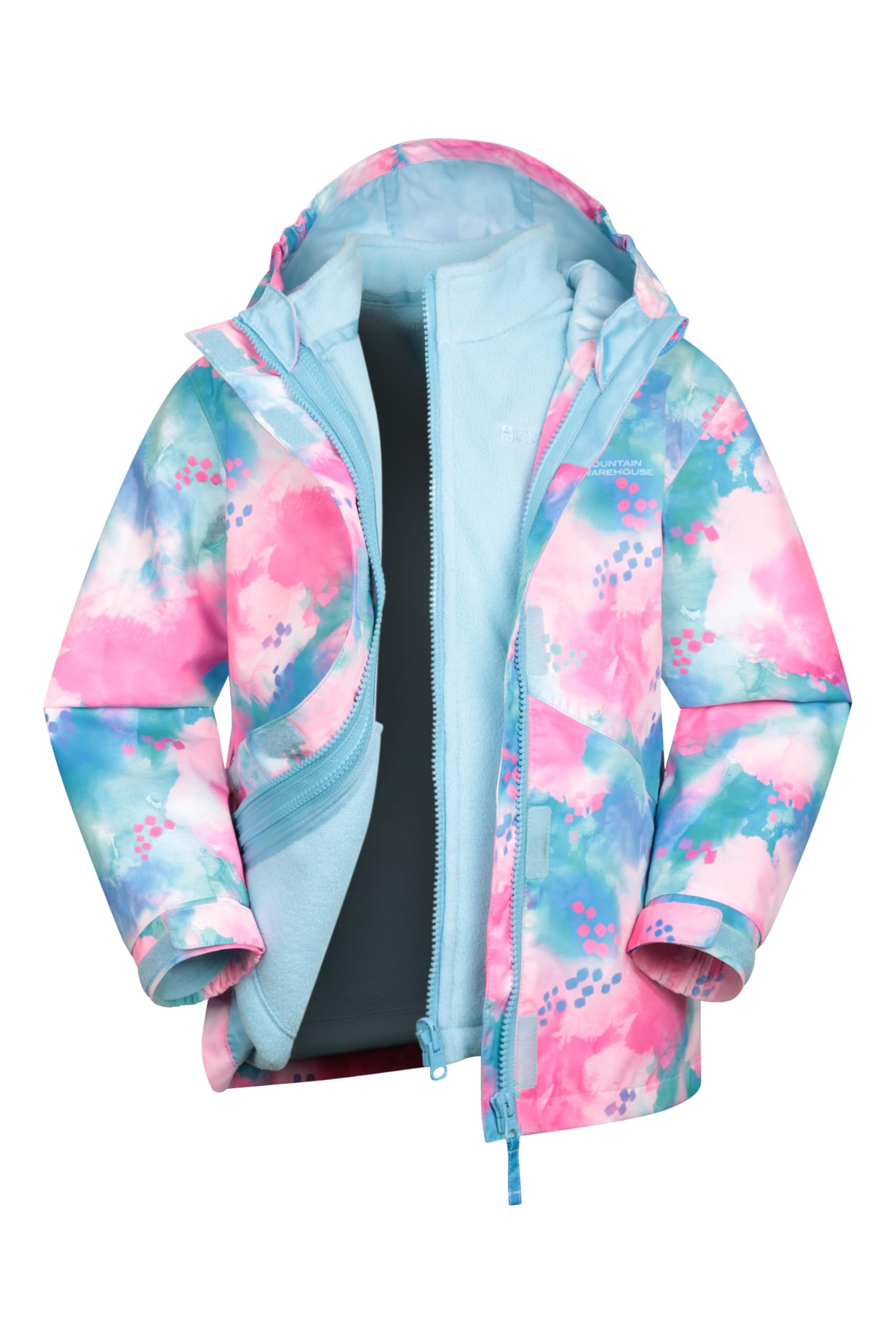 Mountain Warehouse Veste imperméable 3-en-1 Aries pour Enfant - Coutures étanches, Veste de Pluie, Anti-Peluche, Capuche détachable - pour Voyager ou Le Plein air, Hiver