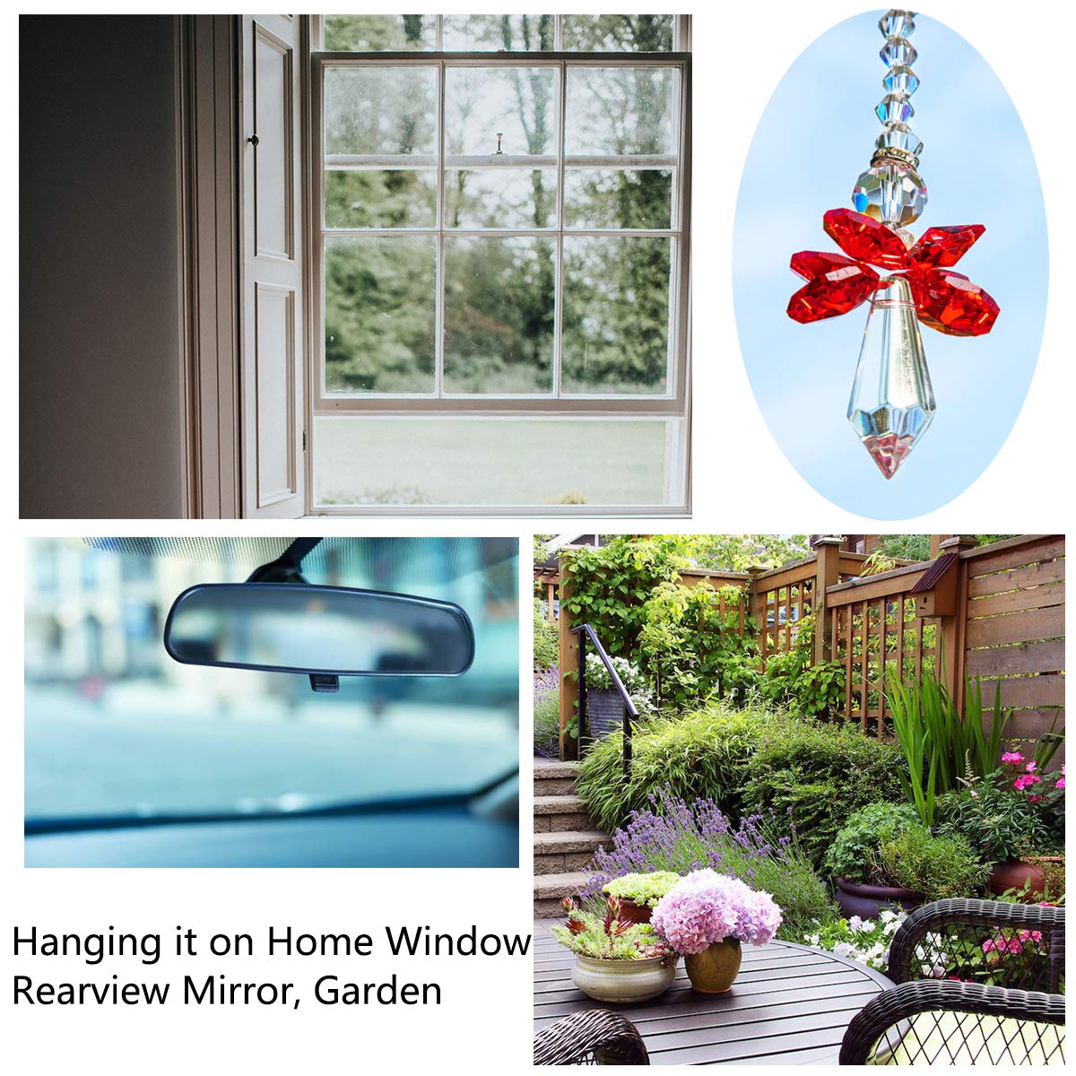 Rainbow Guardian Angel Crystal Suncatcher as Home/Car Decoration