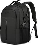 Extra Large 50L Travel Laptop Backpack for Men Women,Water Resistant 17 inch Laptop Backpack Work Bag with USB Charging Port,Big Capacity Heavy Duty TSA Approved Business College Computer Bag,Black