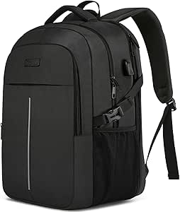 Extra Large 50L Travel Laptop Backpack for Men Women,Water Resistant 17 inch Laptop Backpack Work Bag with USB Charging Port,Big Capacity Heavy Duty TSA Approved Business College Computer Bag,Black