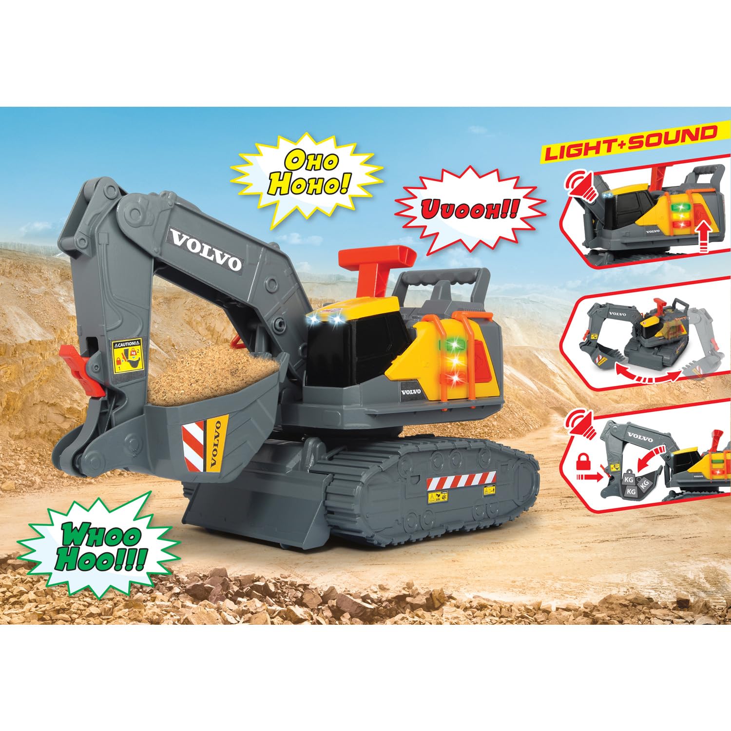 Dickie - Volvo Escavatore Rileva Il Peso, Luci e Suoni 30 cm, + 3 Anni, 203725006
