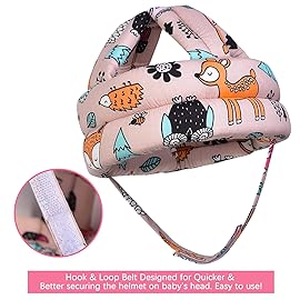 Baby Safety Helmet, Infant Baby Head Protector Head Cushion Bumper Bonnet, Soft Headguard for Toddler Learning to Walk, Pink Forest