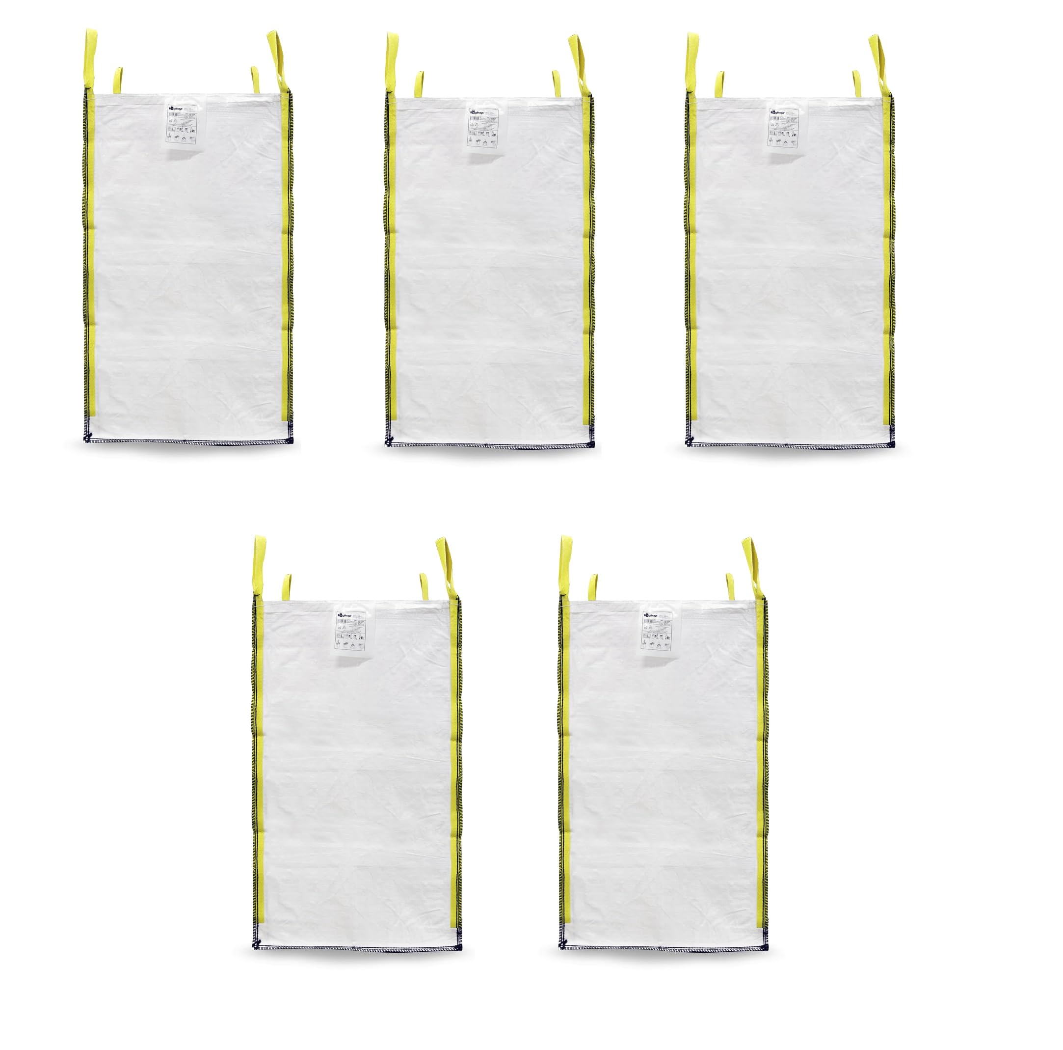 5 Sacchi Big Bag nuovi, 1500 kg 90x90x150 cm, Sacco Polipropilene per Trasporto e Smaltimento Rifiuti Speciali e Calcinacci, Chiusura a Caramella (Rifiuti speciali R, 5 sacchi)