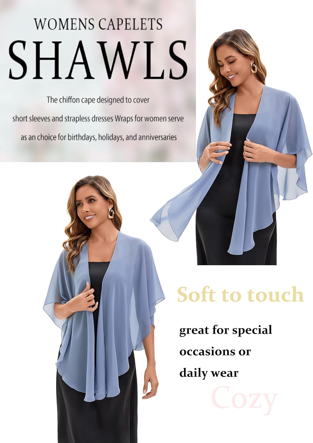 Baoqiya Chiffon Shawl Evening Scarf Shawls and Wraps for Women Wedding Party Bridal Scarves Cover Ups - Image 4