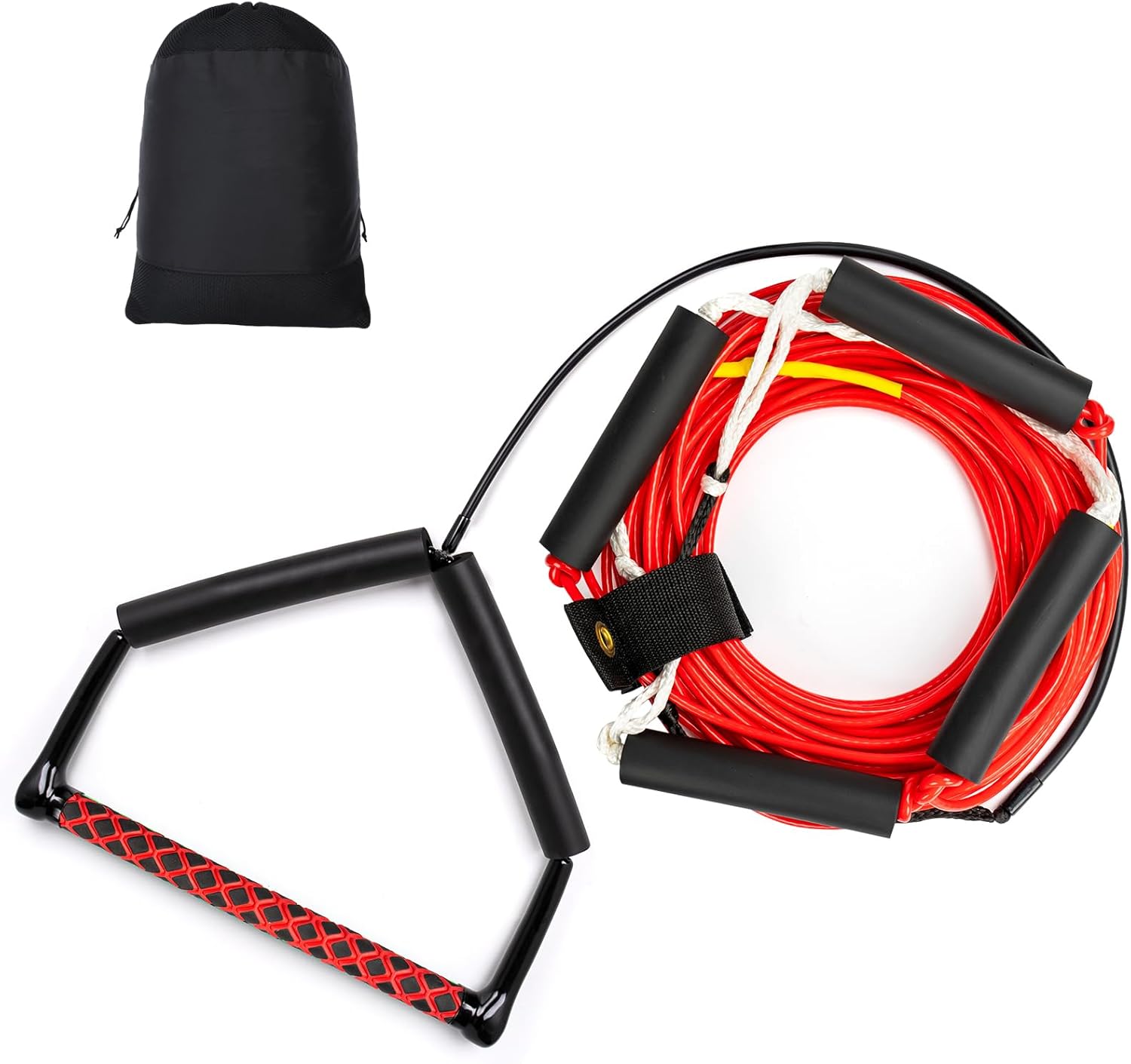 75FT Wakeboard Rope and Handle, No Stretch Dyneema Wakeboard Tow Rope, 4 Sections Floating Water Ski Ropes for Wakeboarding, Waterskiing, Kneeboarding and Wakesurfing