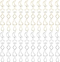 PH PandaHall 100pcs Hollow Frame Pendants: 10 Styles 304 Stainless Steel Rhombus Heart Moon Teardrop Star Bezels for DIY UV Resin Jewelry Making