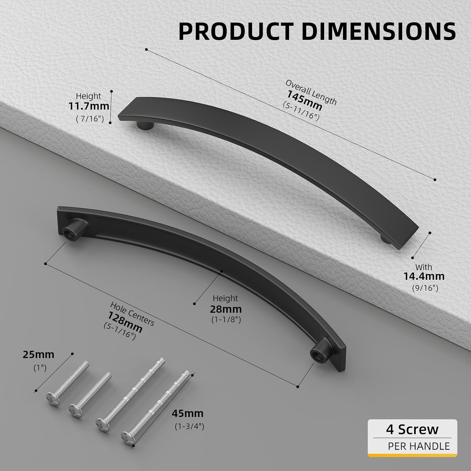 goldenwarm Pack of 5 Handles for Kitchen Cabinets, 128 mm Hole Spacing, Cabinet Handles, Black Furniture Handles, Kitchen Handles, Handles for Bathroom, Bedroom