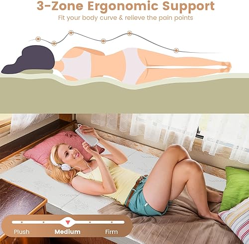 Miniatura 6 de Giantex Colchón plegable, colchón triple con infusión de gel de 4 pulgadas con funda de bambú y bolsa de transporte, certificado CertiPUR-US,