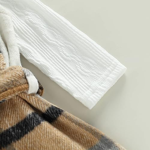 Miniatura 7 de Abrigo de vestir para bebé niña pequeña de manga larga a cuadros de franela para bebé ropa exterior para otoño e invierno