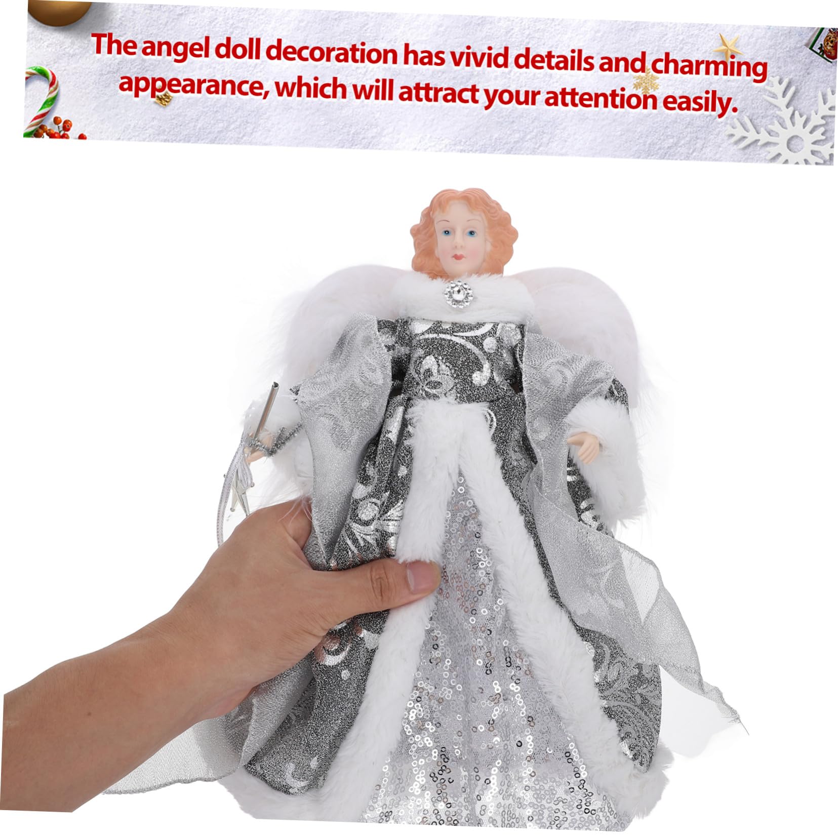 Homoyoyo Weihnachtsbaumspitze Engel Klein Engelfigur Weihnachtsskulptur Tischdekoration Heimdekoration Weihnachtsstatue Engelsfigur