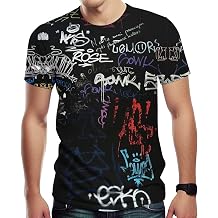 Mens Cool Tshirt with Hip Hop Graffiti Graphic Print, Street Novelty Tee Top, Best Birthday Gifts