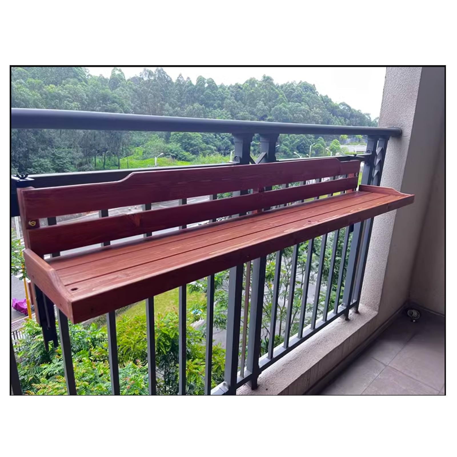 Mesa barandilla balcon，mesa plegable balcon colgante，mesa plegable madera，barra de bar exterior jardin，Terraza Patio Porche Barandilla Decoración，Mesa Colgante para Balcón(B-L90*W20CM/L35.4*W7.9IN)