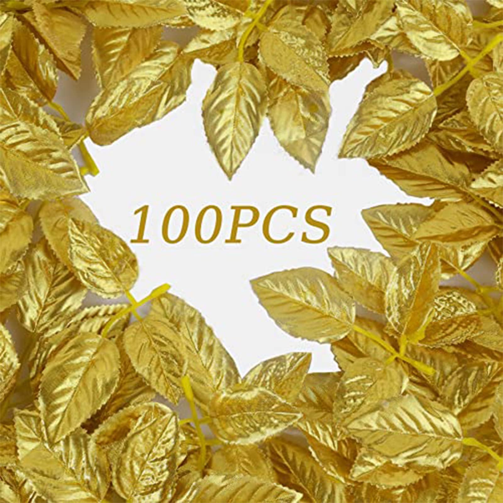 100pcs Bulk Rose Leaves Gold Leaves Artificial Greenery Fake Rose Leaves for DIY Wedding Bouquets Centerpieces Party Decorations