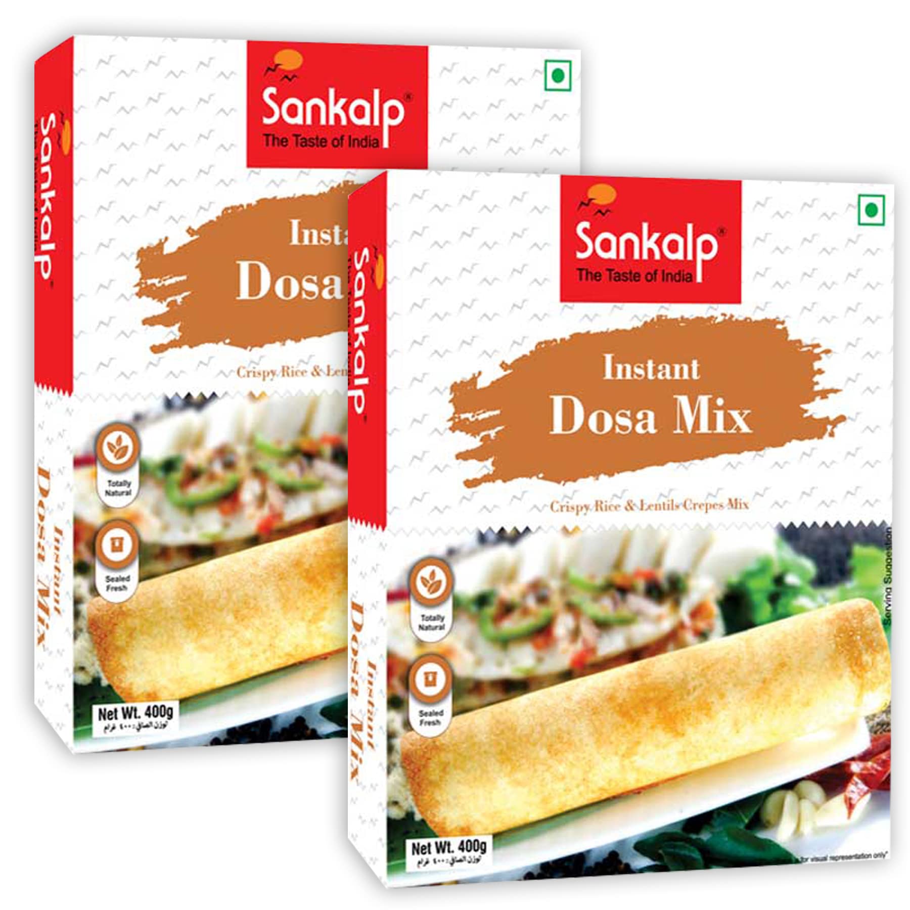 Sankalp Instant Dosa Mix | Goodness of Health | Easy & Ready to Cook | Rich in Protein & Fiber | Instant & healthy Breakfast Mix- 400 g*2 Pack