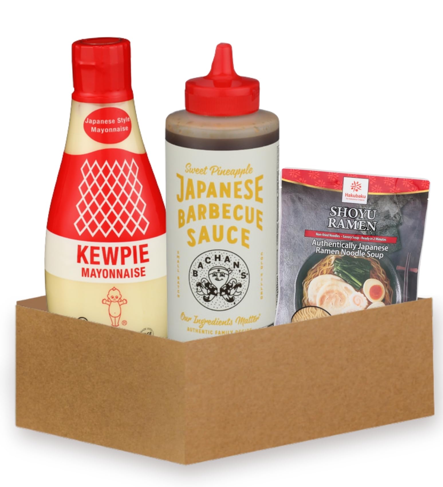 Mayonnaise Sqz 12oz + Japanese BBQ Sauce Sweet Pineapple 16.5oz – Bundle with Ramen Shoyu Japan 3.88oz – Includes Kewpie Mayo, and Japanese BBQ Sauce for Versatile Meals – Gift Set (3 Items)