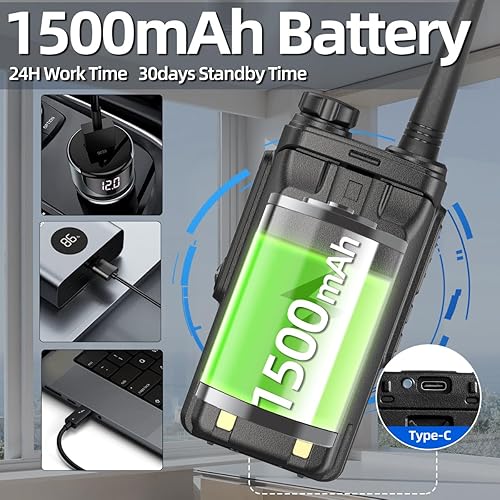 Miniatura 5 de Walkie Talkies de largo alcance para adultos, recargable UHF de mano fuerte cifrado de mano radios bidireccionales Walky Talky con reducción de