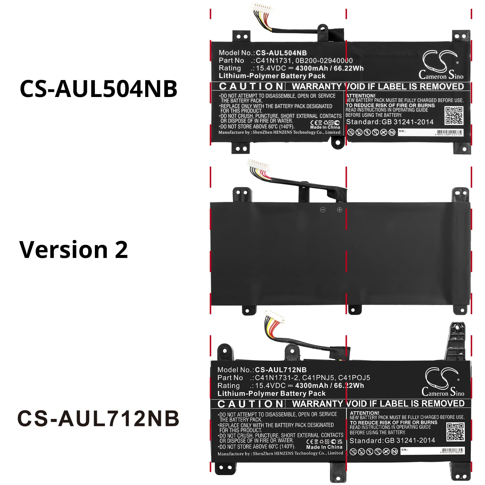 Batterie FESTAS 15.4V 66Wh C41N1731 Compatible ASUS ROG Strix Scar II GL504 Hero II G515 - Haute Performance