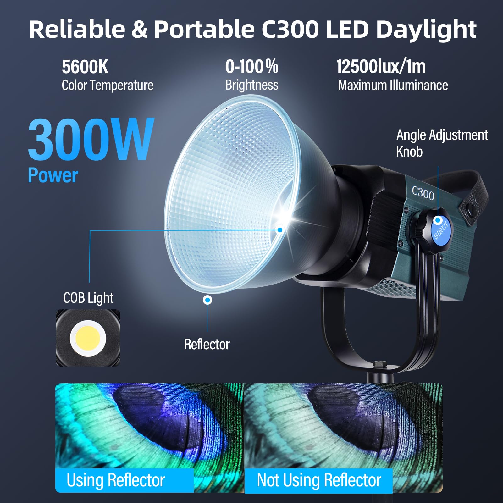 Amazon.com : SIRUI 300W LED Video Light C300, Compact COB 
