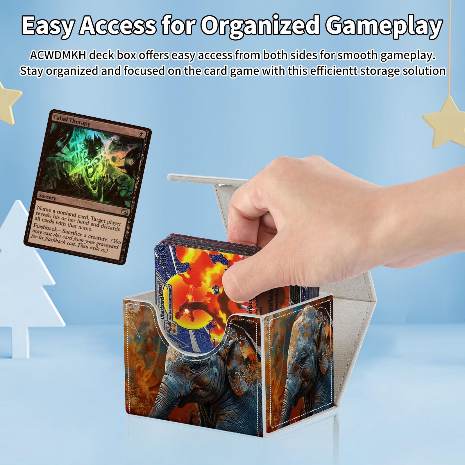 Amazon.com: ACWDMKH for MTG Commander Deck Box,Card Deck Box for Trading  Yugioh MTG,Fits 100 Double Sleeved Cards,PU Leather Strong Magnet Case for  Magic Commander TCG CCG,Oil Painting Elephant : Toys & Games
