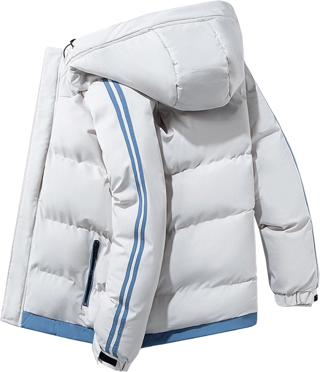 DGHM-JLMY Men's Down Cotton Padded Jackets Winter Windproof Hooded Jacket Casual Zip Up Thickened Warm Down Coat