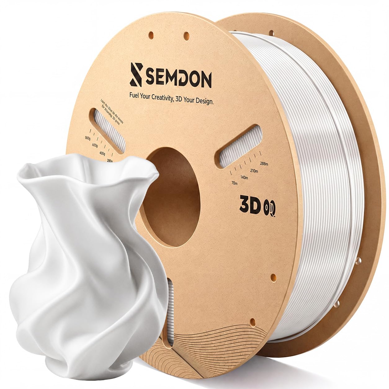 3D Printer Filament, Silk White PLA 1.75mm PLA Filament 1kg Spool (2.2lbs)