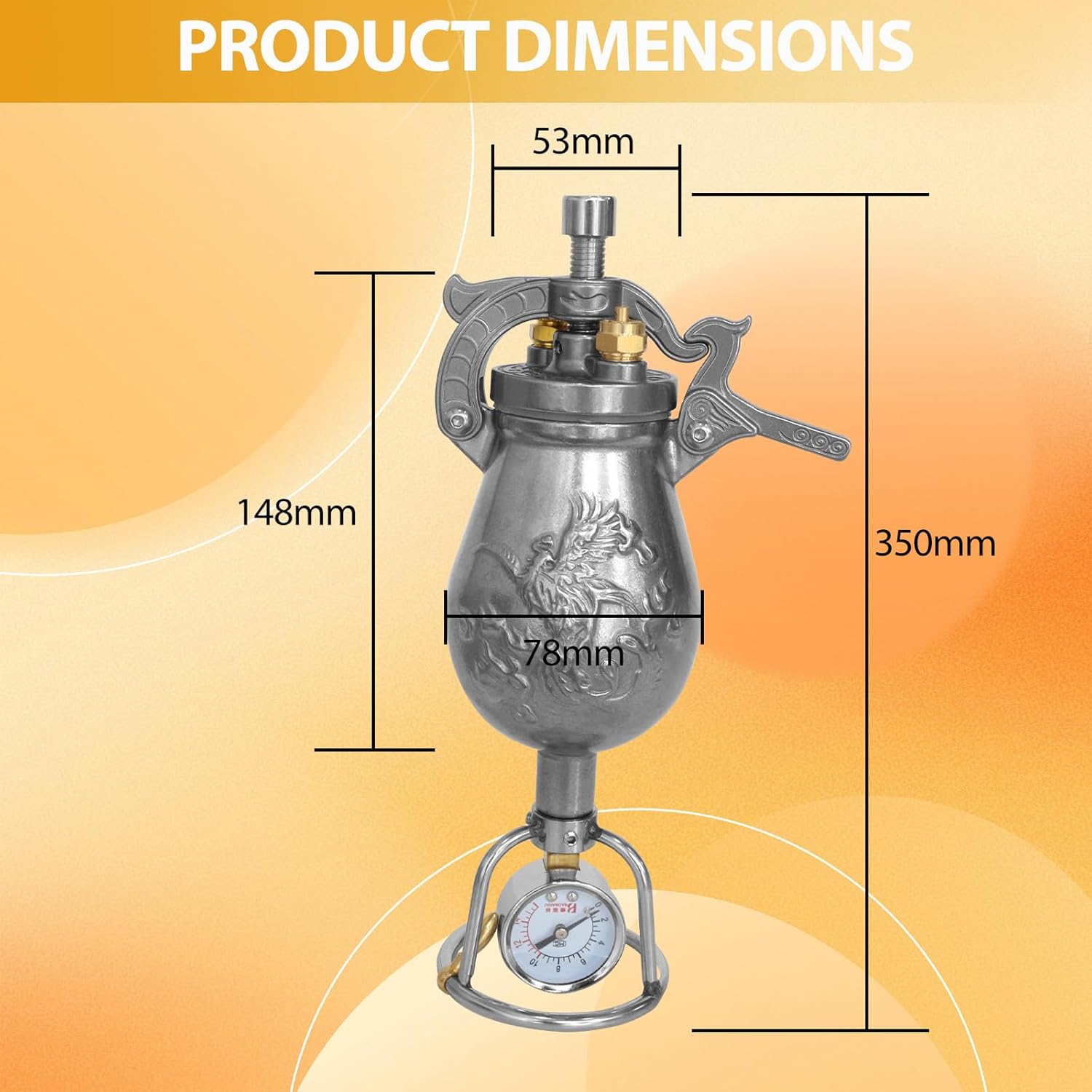 350ml Chinese Popcorn Maker, High Pressure Popcorn Cannon Popper, Stainless Steel Hand Cannon Machine for Family Party(with 2 Bags)