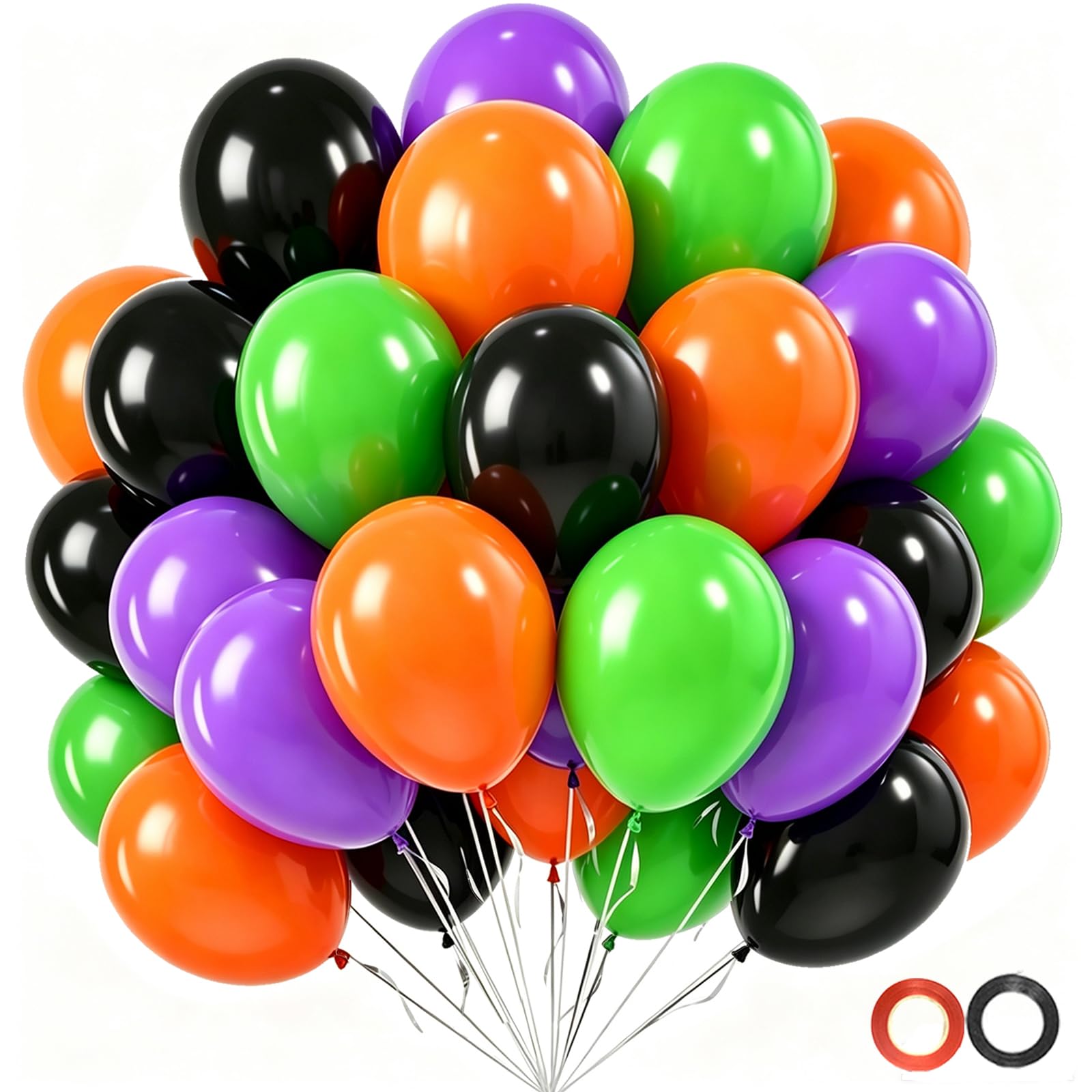 Halloween Party Balloons, 50Pcs 12inch Green Purple Orange Black Balloons