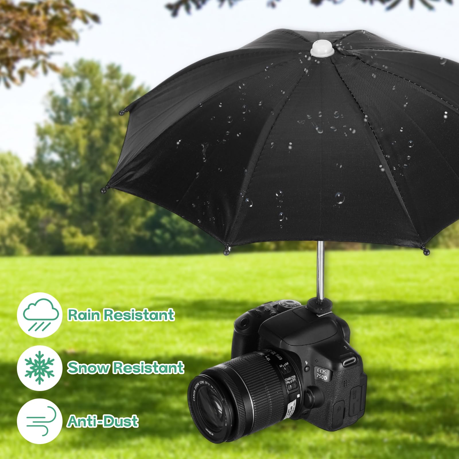 PATIKIL Ombrello Per Fotocamera, 10.6 Pollici Parasole Per Fotocamera Con Attacco A Caldo Copertura Protettiva Per Pioggia Per Nikon, Nero