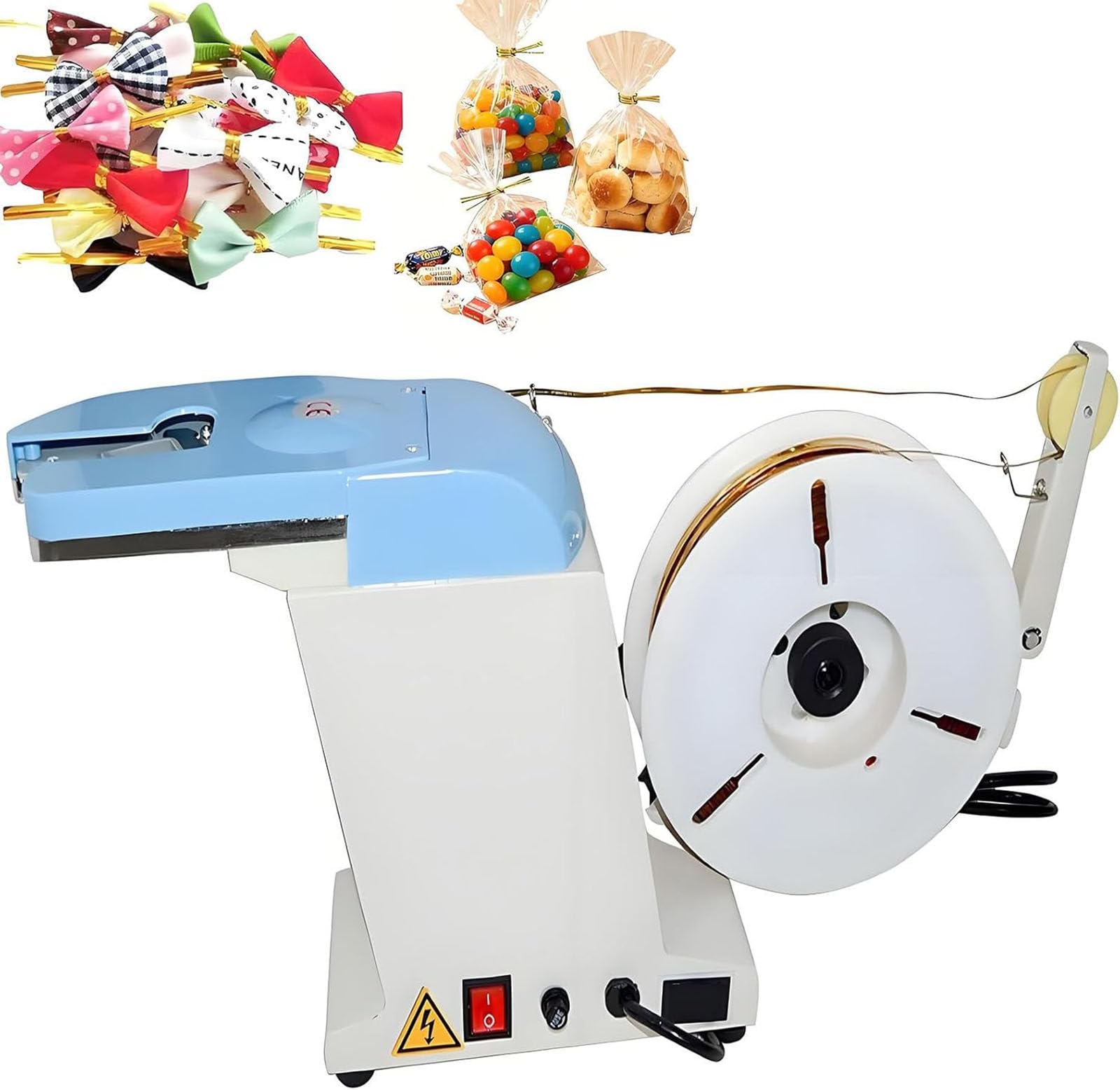 SICWEDIM Automatic Twist Tie Machine, Electric Semi-Manual Bag Closure for Bundling (Diameter 0.1-1.2mm) - Ideal for Sealing Candy, Bread, and Toys
