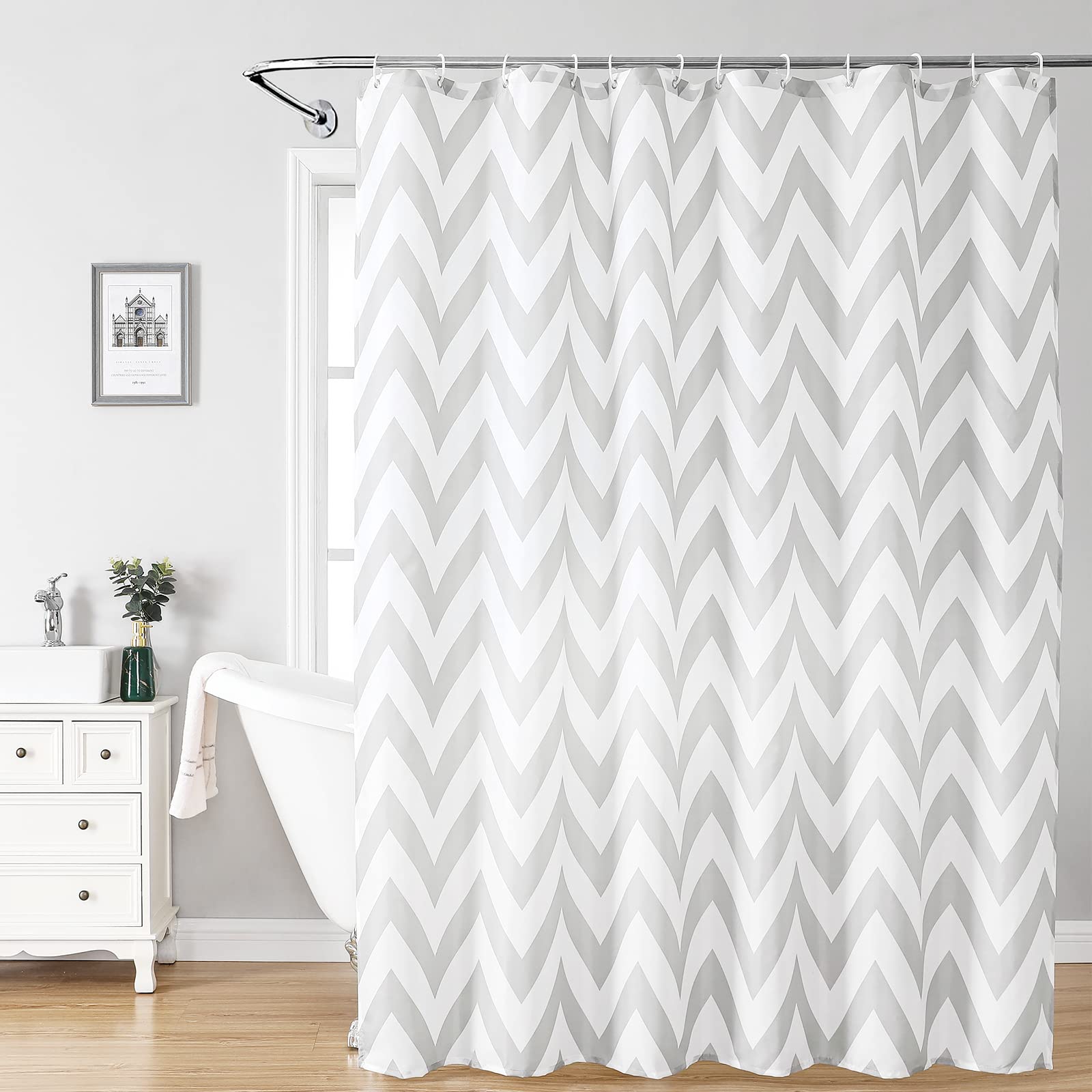 72x72 Ombre Stripe Shower Curtain Waterproof Polyester, Shower Curtains for Bathroom Heavy Weighted Hem, Quick-Dry, Machine Washable Fabric Shower Curtain with 12 Hooks