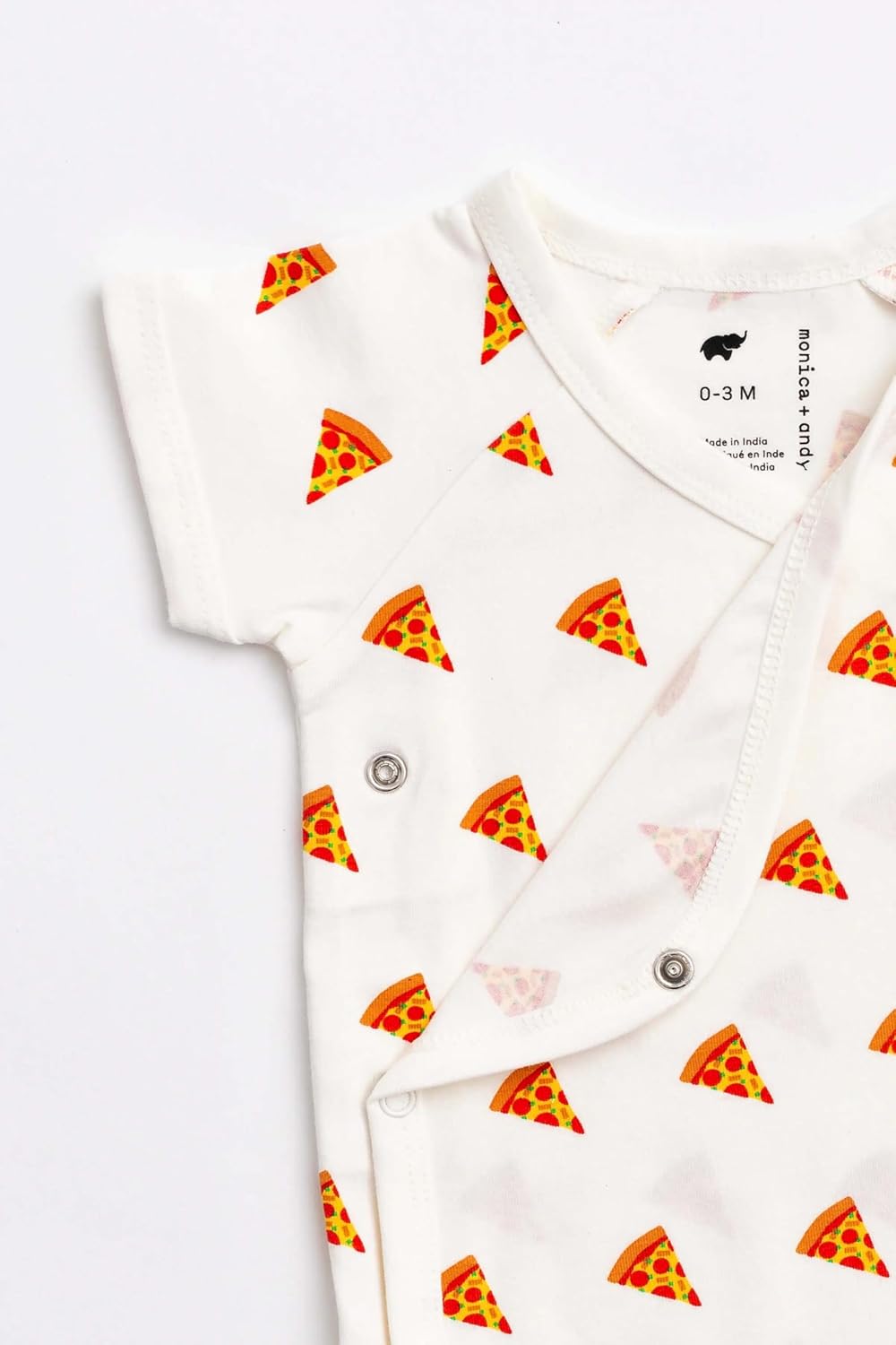 monica + andy Short Sleeve Jack & Jill Bodysuit 1-Pack, Size 3-6 Months, Pizza Design, 100% Organic Baby Clothes for Girls & Boys, Super Soft Sustainable Cotton, Newborn, Infant & Toddler Sizes - Image 2