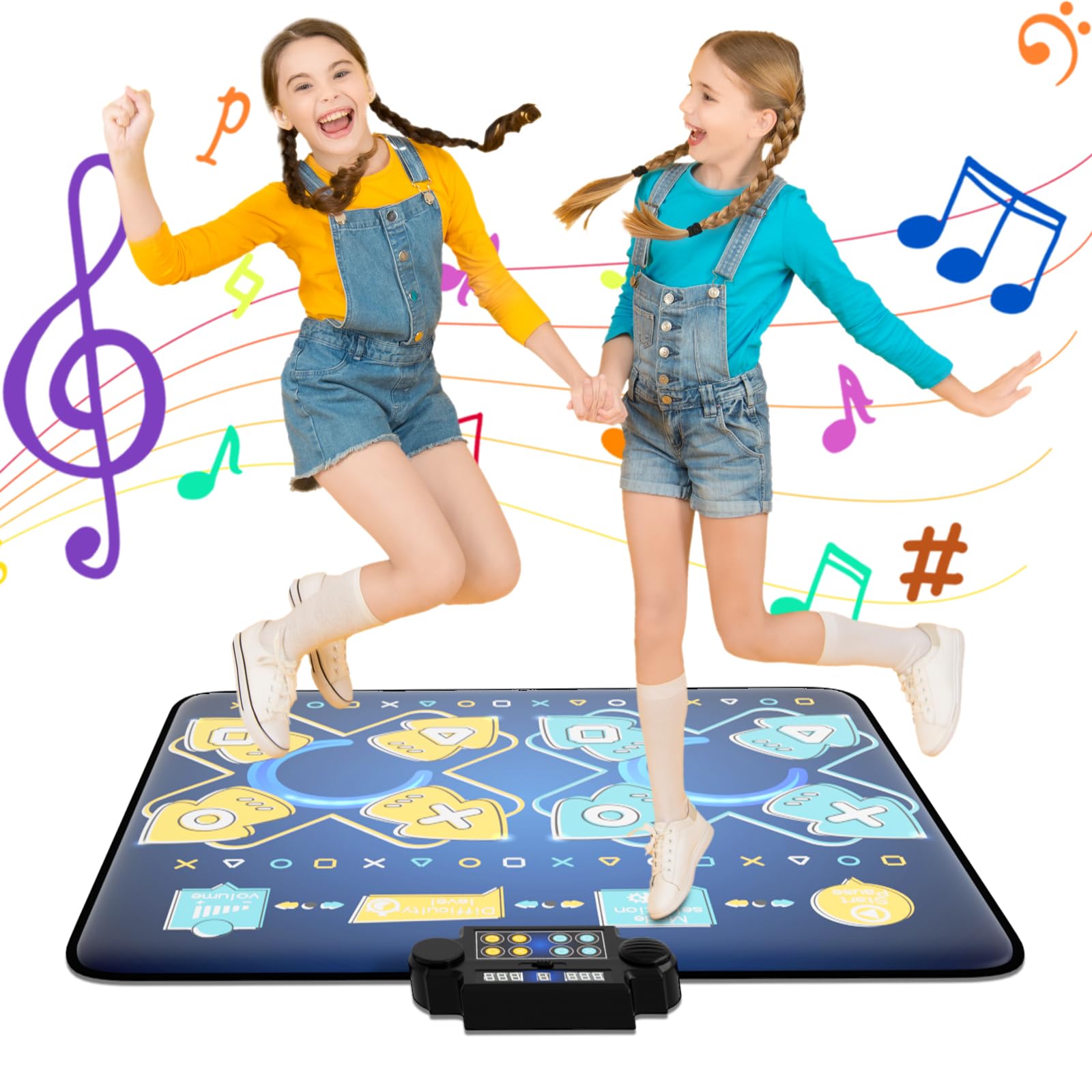 2024 Dance Mat for Kids - Electronic Dance Game Toy Gift for Kids Girls Boys,Adjustable Volume,8 Challenge Levels - Dance Pad with LED Lights & Built-in Music for Ages 3-12 Years Old (35.4"x40.2")