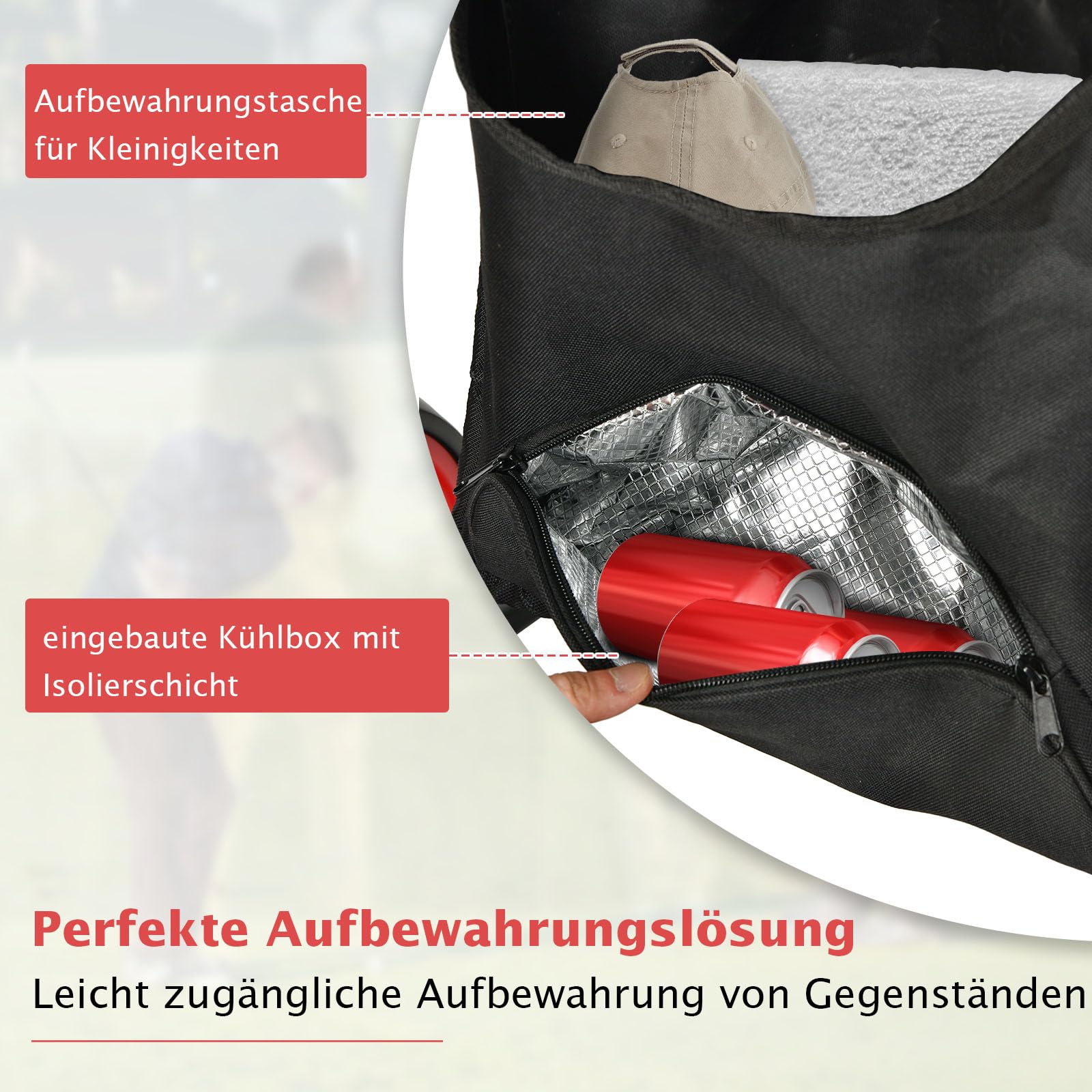 COSTWAY Golf Trolley, 4 Rad Golftrolley, Golfwagen klappbar, Golfcaddy aus Aluminum, Golfcaddy mit Schirmhalter, T-Stückhalterung und Aufbewahrungstasche