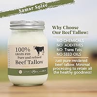 Vista 2 de Beef Tallow for Cooking 100% Grass-Fed (14oz) - Pure, Refined, Keto Friendly Great for Skin Care, Candles, Soaps & High-Heat Cooking