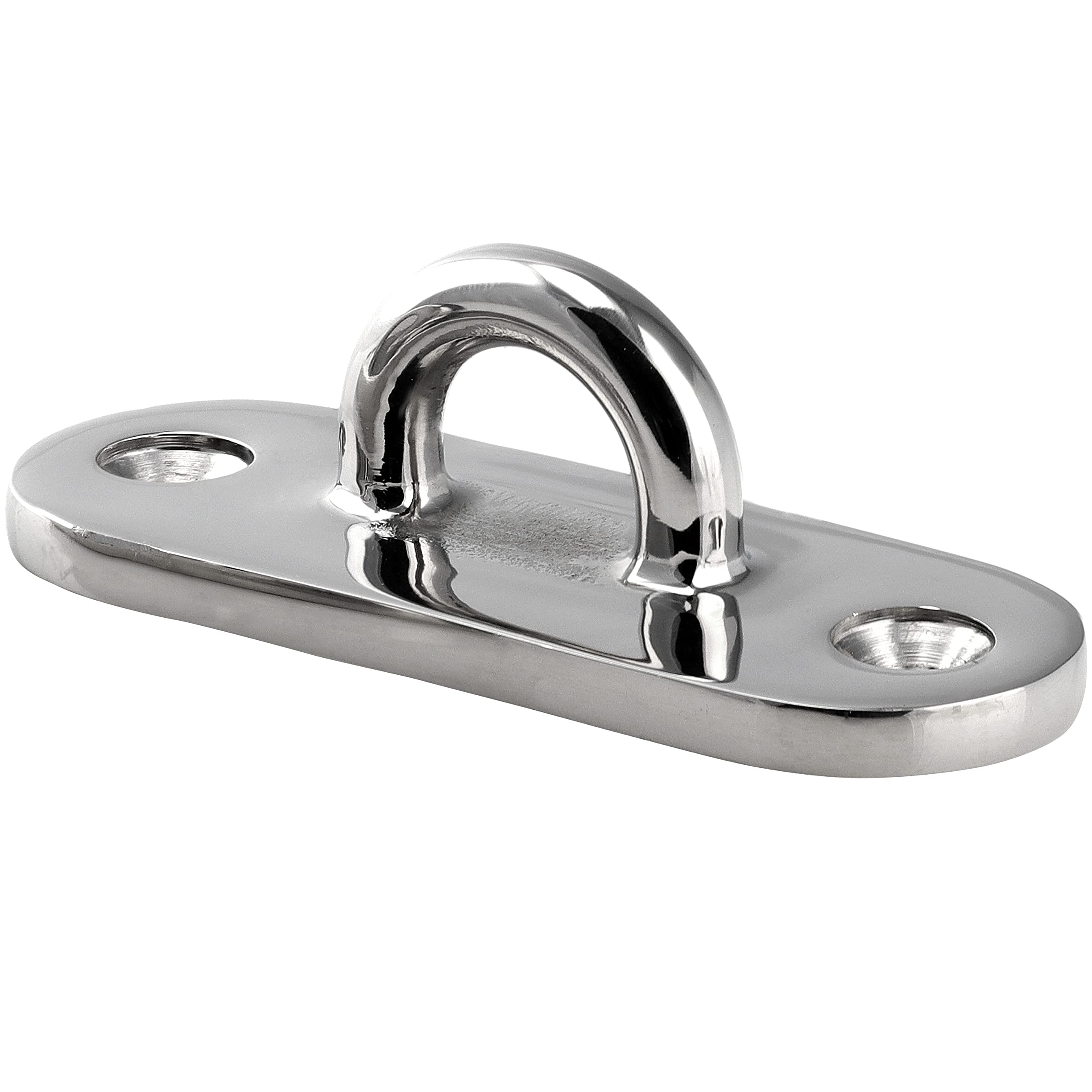 FASTON® Augplatte Oblong poliert Edelstahl A4 V4A Bügelplatte Deckauge Wandöse Befestigungshaken Ösenplatte Wandbefestigung Zurröse