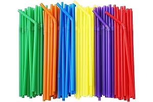 ALINK Premium Plastico Pajitas Flexibles para Bebidas, Pajitas Desechables de Colores Sólidos...