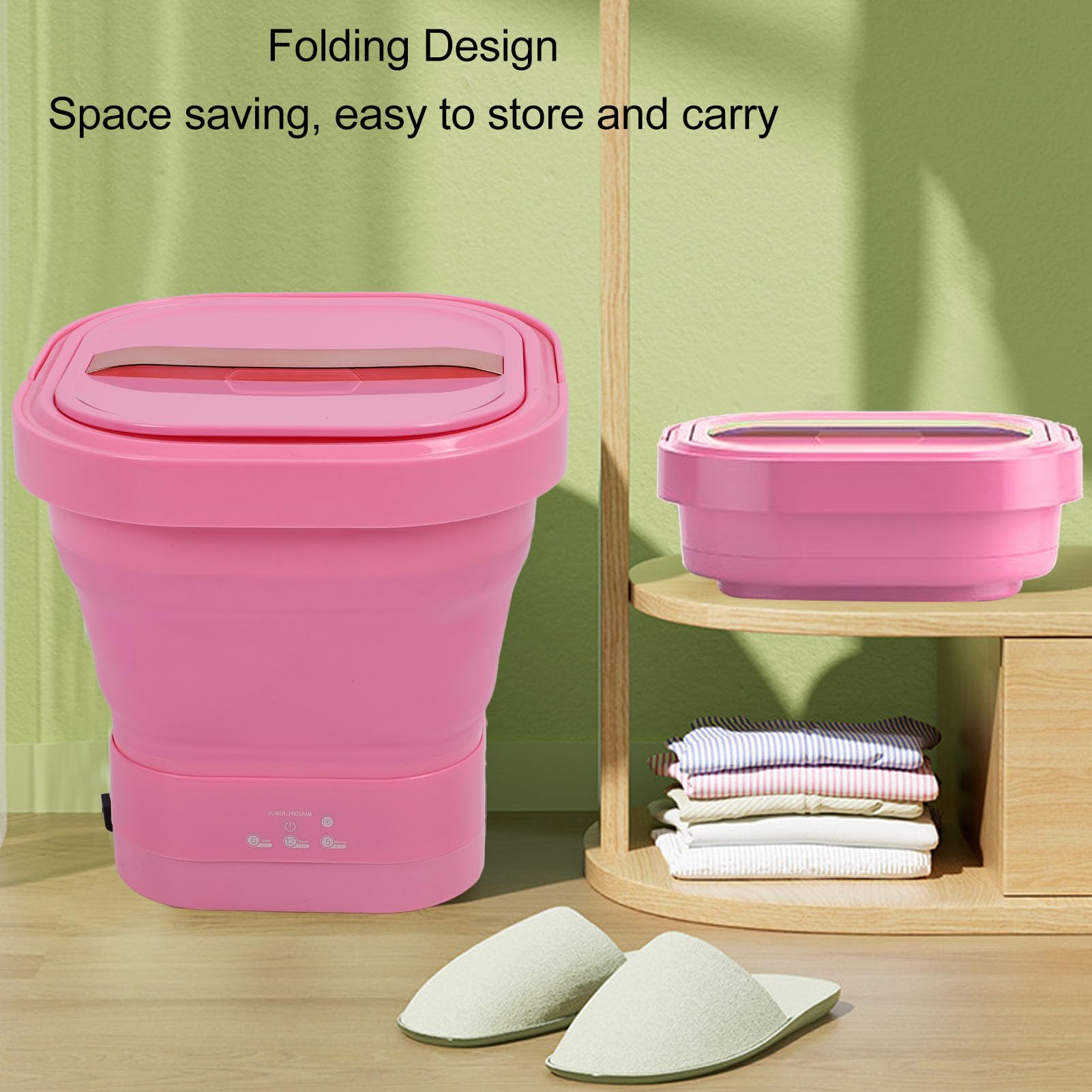 Lavatrice portatile da 8.5 litri, lavatrice pieghevole ricaricabile con centrifuga, mini lavatrice per biancheria intima, piccoli delicati, adatta per caravan, viaggi, hotel, (Roseo)