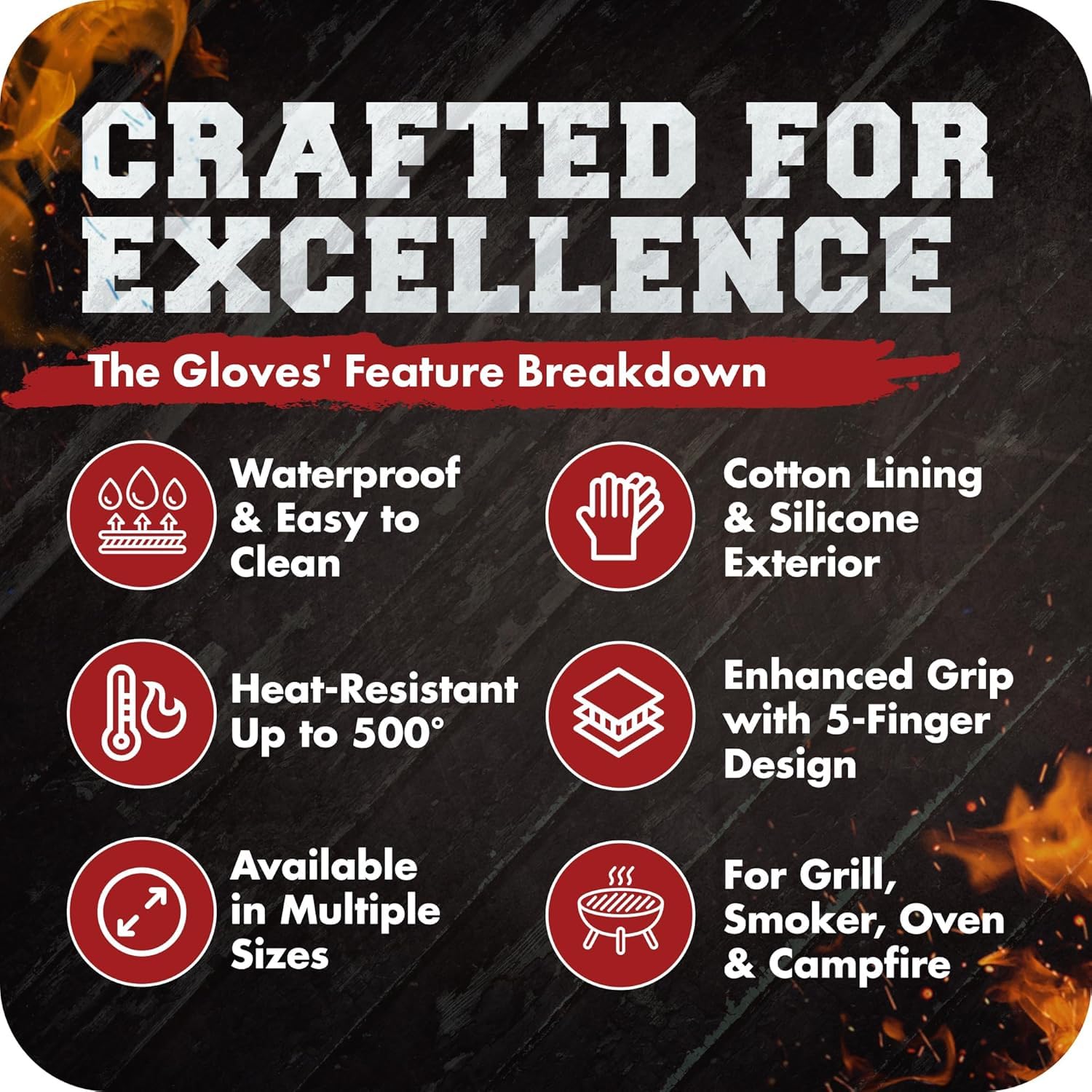 Kitchen Perfection Gants de four pour fumoir - Noir minuit