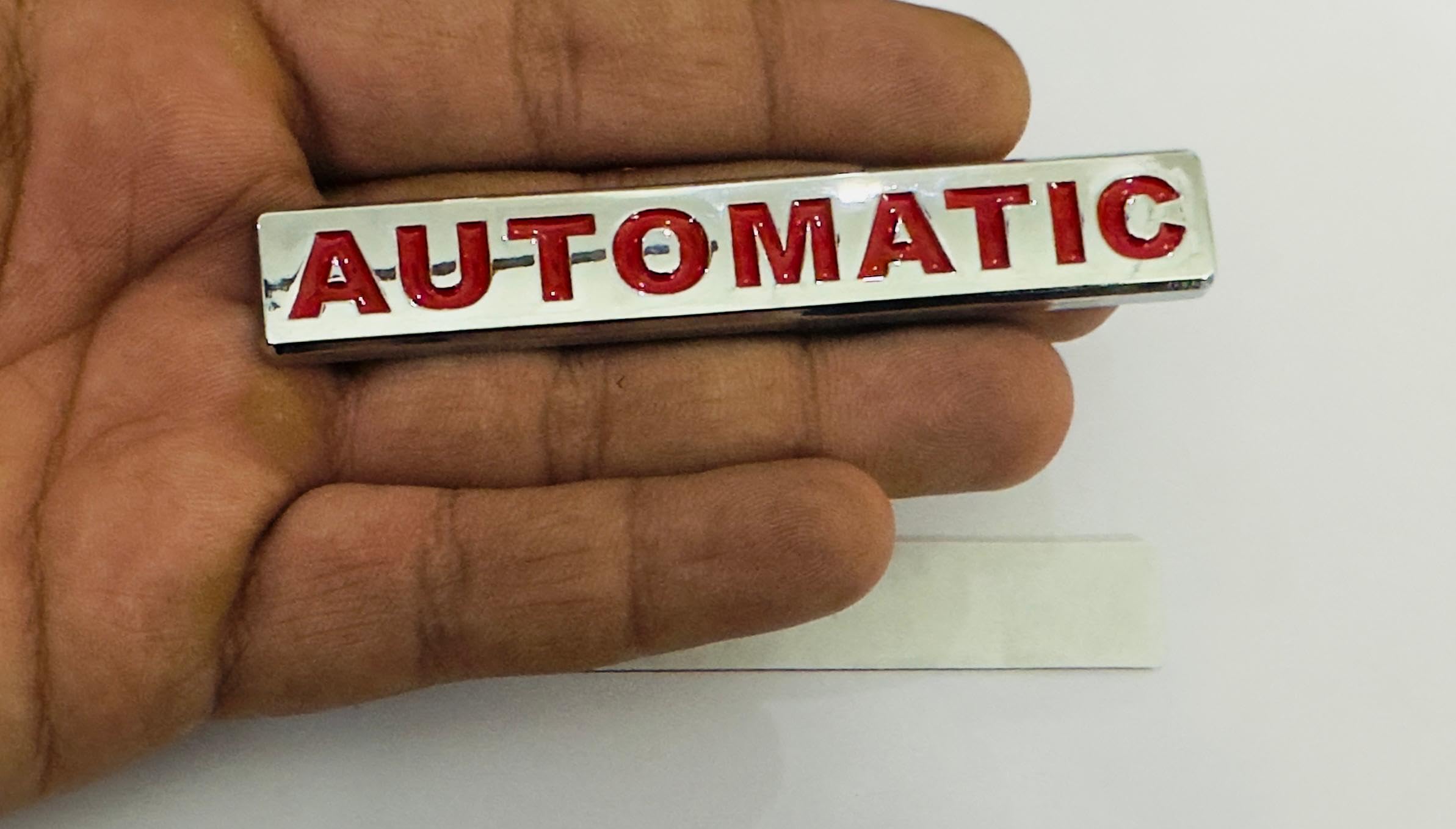 Car Bike Laptop Chrome-Red Automatic 3D Logo (10cmx1.5cm) Automatic Sticker Car Emblem 3D Badge Sticker Auto Racing Sport Logo Grand Tourer Decal.