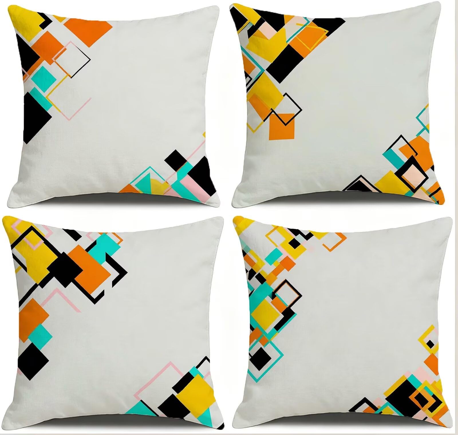 Beige Federe Cuscini Divano 65x65cm, Cuscini da Esterno Set de 4, Cod-42 | Velour Copricuscini Decorativi Letto Arredo, per Letto, Soggiorno, Giardino, Esterno, Casa Decorazione Set di 4 Geometria