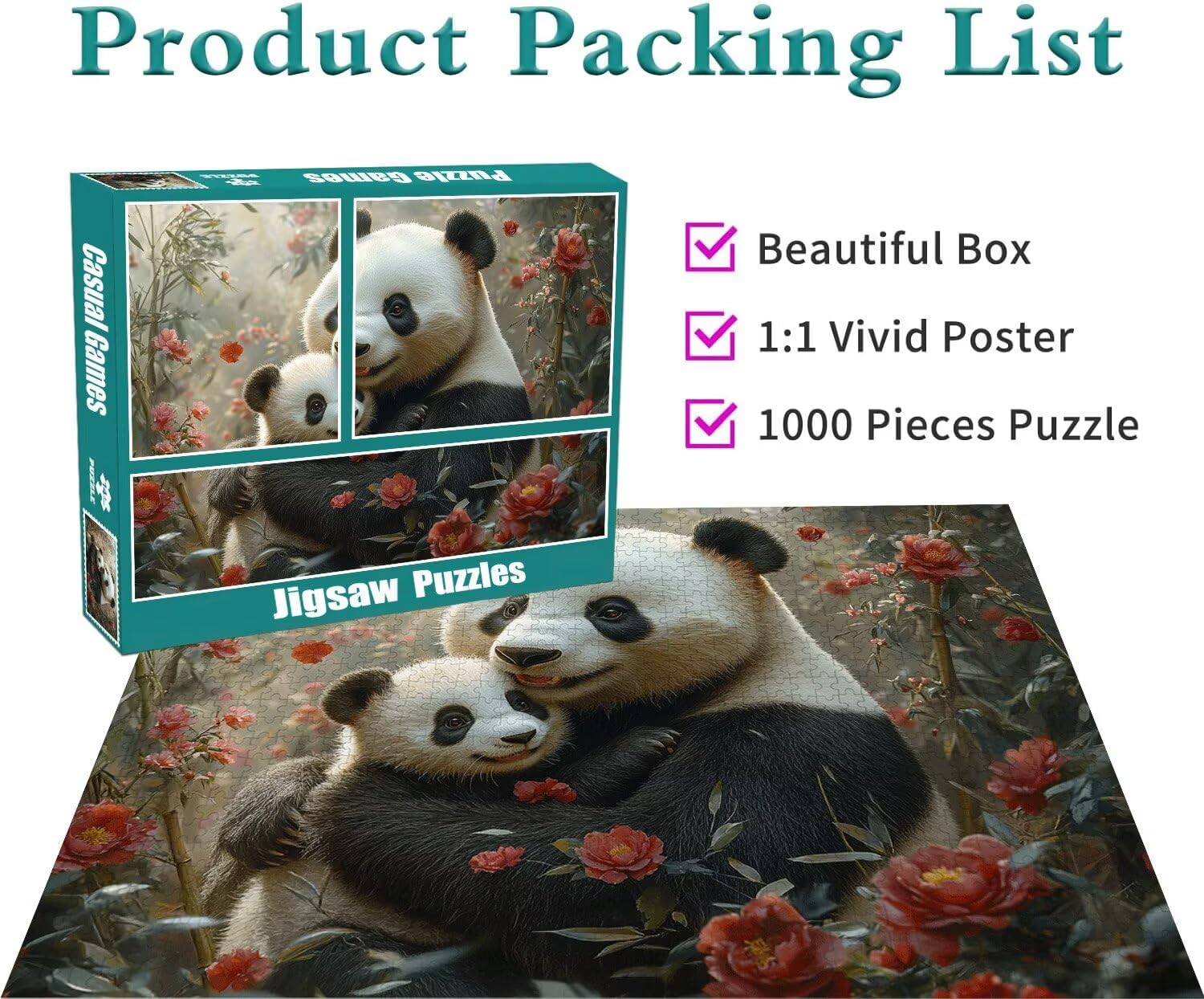 Panda Puzzle für Erwachsene Kinder Anspruchsvoll 5000 Teile Impossible Klassische Puzzles Schwer Tier ab 8 9 10 Jahre Mädchen Jungen Jigsaw Kunst Educa, für Dekoration und Geschenke 105x156cm t-971