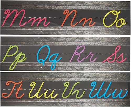 Miniatura 4 de Bright Creations Tira de pared con letras del alfabeto cursivo, bordes de tablón de anuncios para el aula (21 x 6 pulgadas), paquete de 9 unidades,