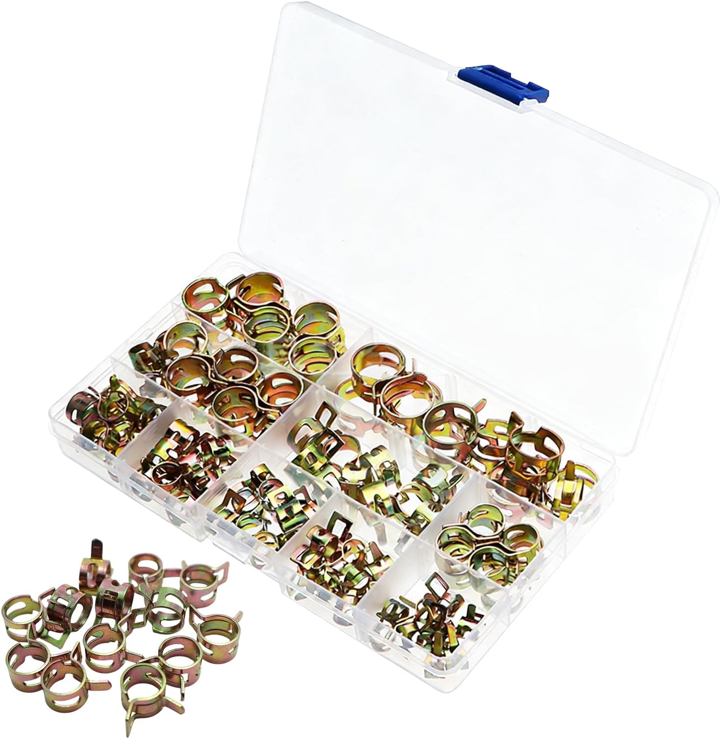 Assortment Kit - Hose Clamps Storage Box, Clamps Assortment for Car, Heavy, Duty Easy Install, Hose Kit with Case | for Engine Repair Boat Maintenance Plumbing Lawn Mower Mechanics Technicians