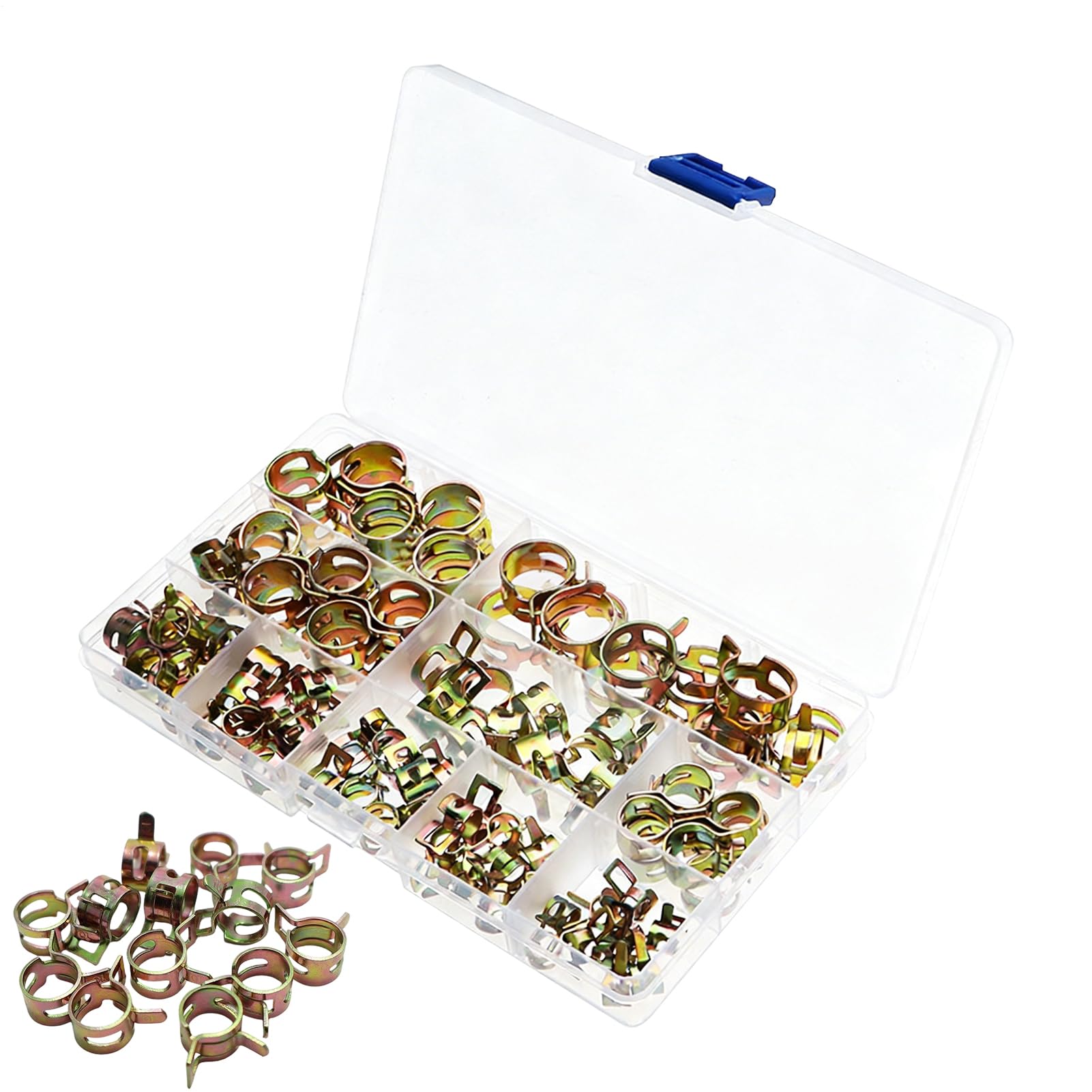 Assortment Kit - Hose Clamps Storage Box, Clamps Assortment for Car, Heavy, Duty Easy Install, Hose Kit with Case | for Engine Repair Boat Maintenance Plumbing Lawn Mower Mechanics Technicians
