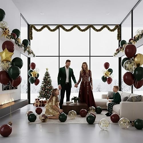 Miniatura 6 de Kozee Kit de guirnalda de globos cromados rojos y dorados, 113 piezas y globos de Mylar en explosión de estrellas para fiesta de cumpleaños,