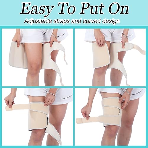 Miniatura 3 de Geiserailie 2 piezas de mangas de compresión para muslos ajustables, manga de compresión para isquiotibiales cuádruple para tirones de la ingle,