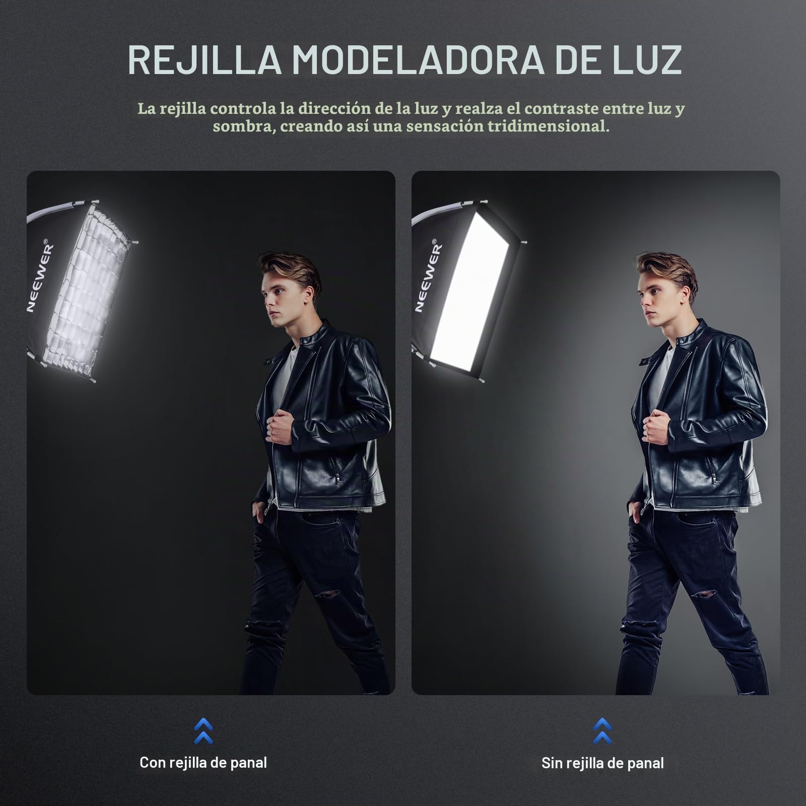 NEEWER 40cmx40cm Configuración Rápida Plegable Softbox Cuadrado con Difusores/Honeycomb Grid/Bolsa, Bowens Mount Compatible con Godox Aputure 120d Luz Continua de Vídeo Q4 Flash de Estudio, NS15S