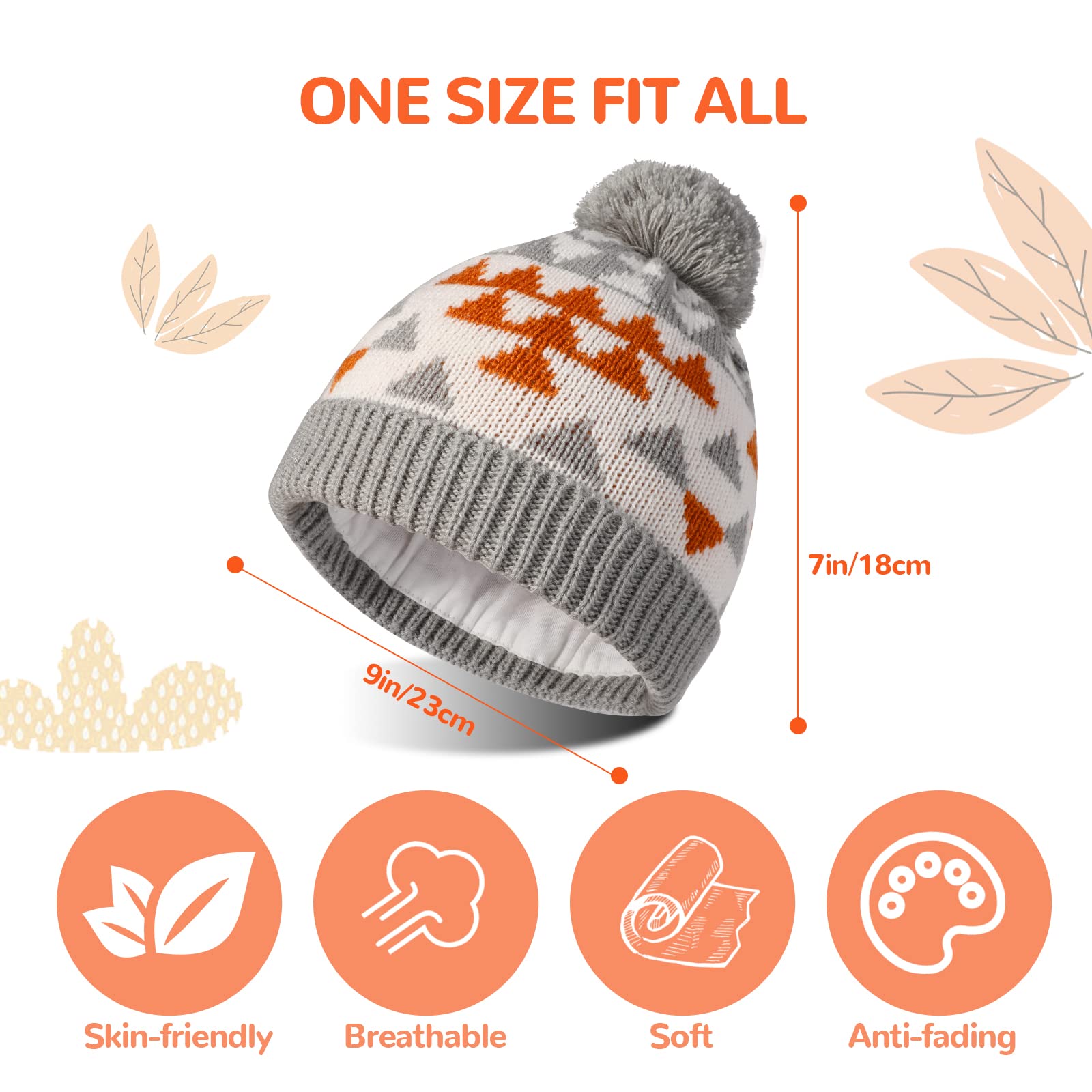TAGVO Invierno Set de Bufanda y Gorro para Niños, Dinosaurio Sombreros de Caliente Punto con Algodón Grueso y Calentador de Cuello Cálido Bufanda de Sombrero Suave Elástica Térmica 2 en 1(3-6 Años)