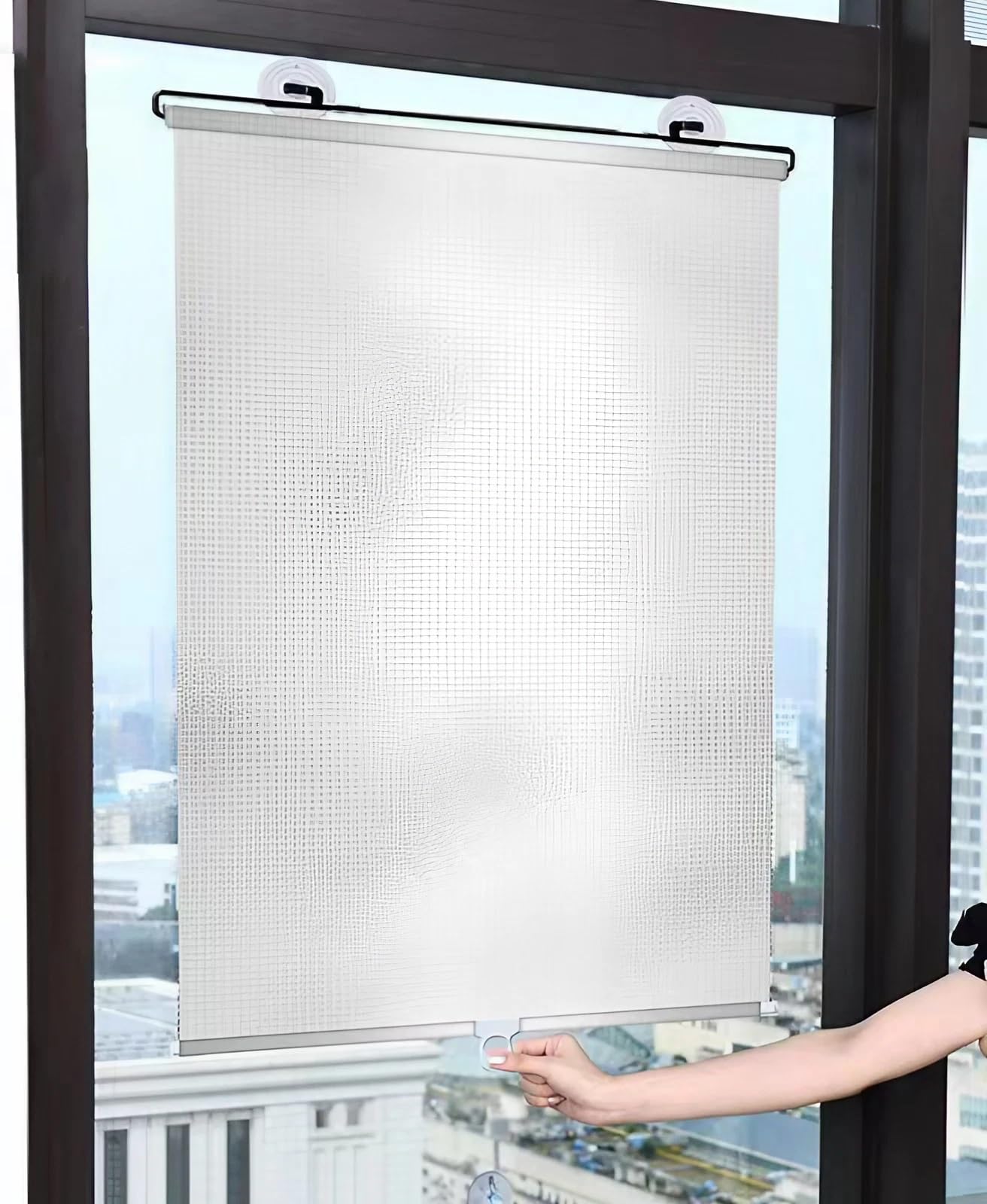 ZDSDZSD Suction Cup Blackout Blinds Stick On, Blinds Window Roller No Drilling, PVC Temporary Blinds for Windows Bedroom Bathroom Kitchen Skylight Patio(Silver,40 x 125 cm)