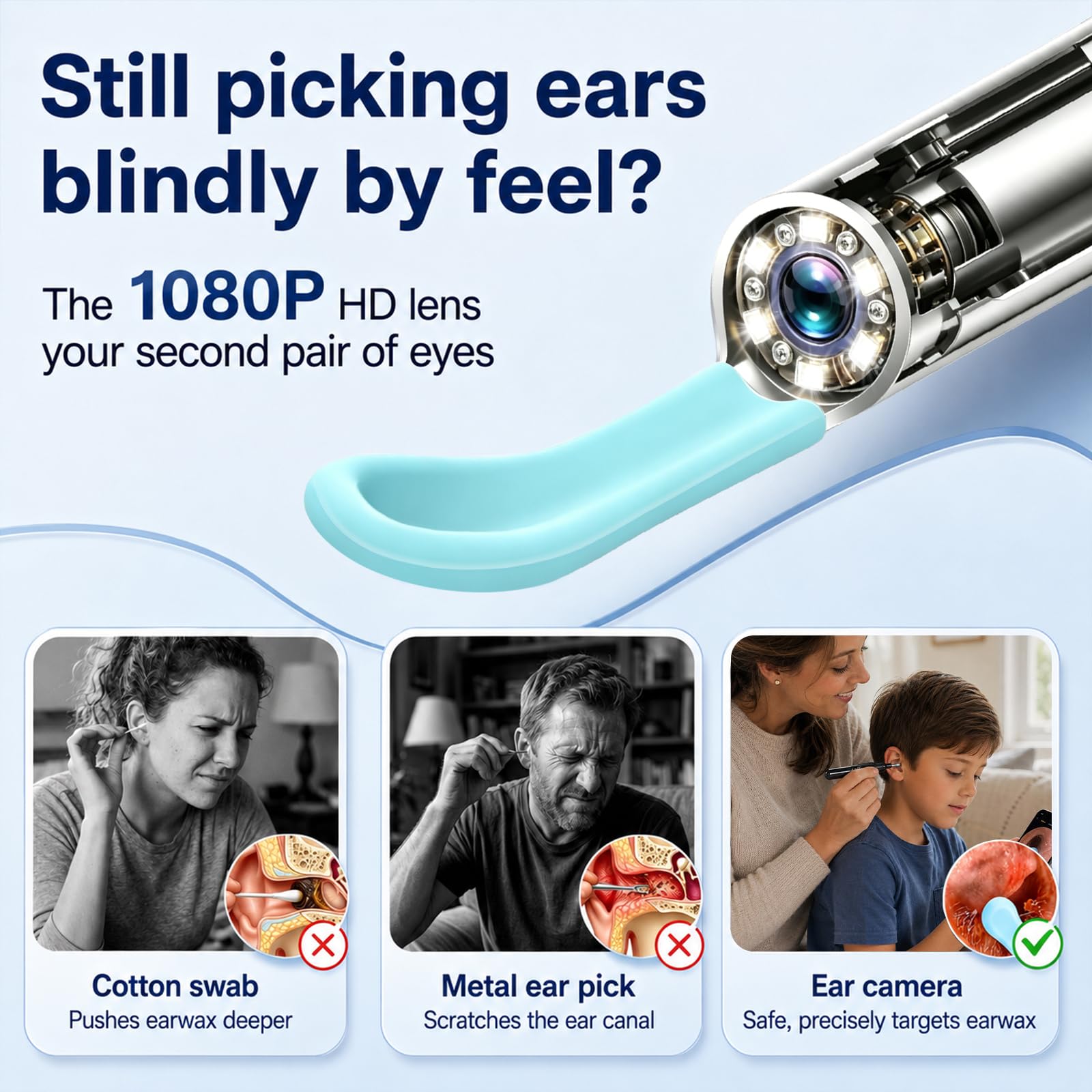 Ear Wax Removal with Camera 1080P HD, IP67 Waterproof Black — Amazon image 4